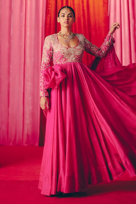 Mrunalini Rao Tashi Embroidered Anarkali With Dupatta 