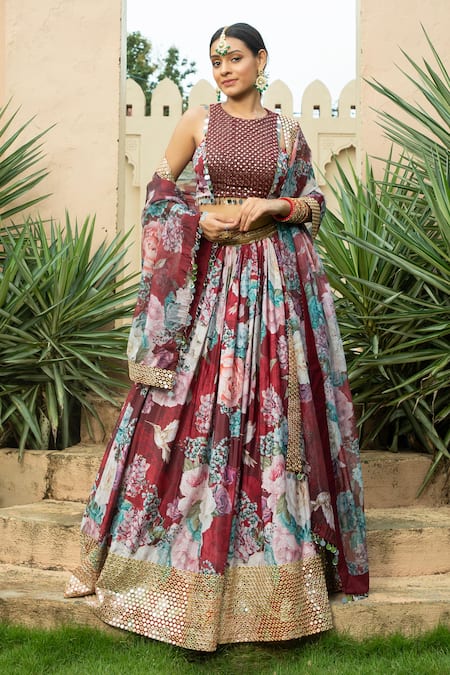 Monk & Mei Faiza Floral Print Lehenga Set 