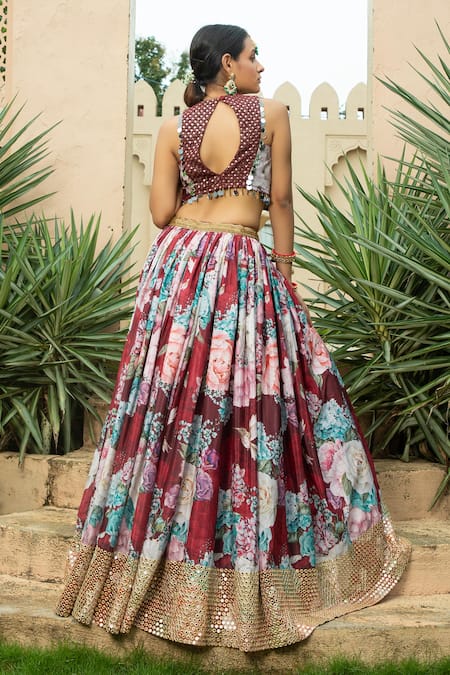 Monk & Mei By Sonia Anand Faiza Floral Print Lehenga Set 