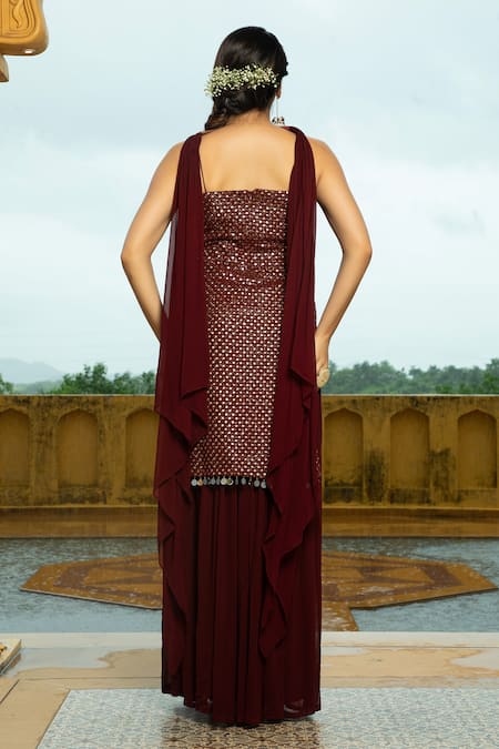 Monk & Mei By Sonia Anand Liana Zari Embroidered Kurta Gharara Set 