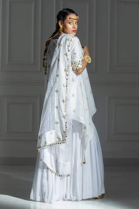 Buy Monk & Mei By Sonia Anand Ivory Silk, Organza, Brocade Leaf Butti Woven Pattern Kurta And Sharara Set Online at Aza Fashions Buy_Monk & Mei By Sonia Anand_Ivory Silk, Organza, Brocade Leaf Butti Woven Pattern Kurta And Sharara Set _Online_at_Aza_Fashions
