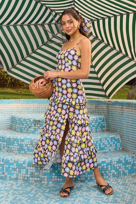 Zazu Tulum Blossom Print Midi Dress 