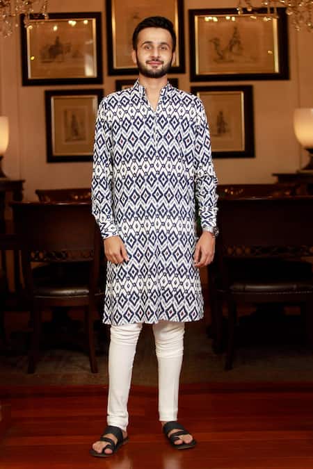 Zazu Ikat Prism Print Kurta With Churidar 