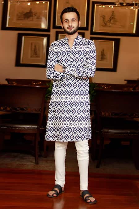 Zazu Ikat Prism Print Kurta With Churidar 