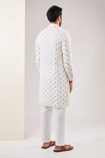 Shop Rabani & Rakha Off White Georgette, Cotton Sequins Embroidered Kurta With Pant at Aza Fashions Shop_Rabani & Rakha_Off White Georgette, Cotton Sequins Embroidered Kurta With Pant _at_Aza_Fashions