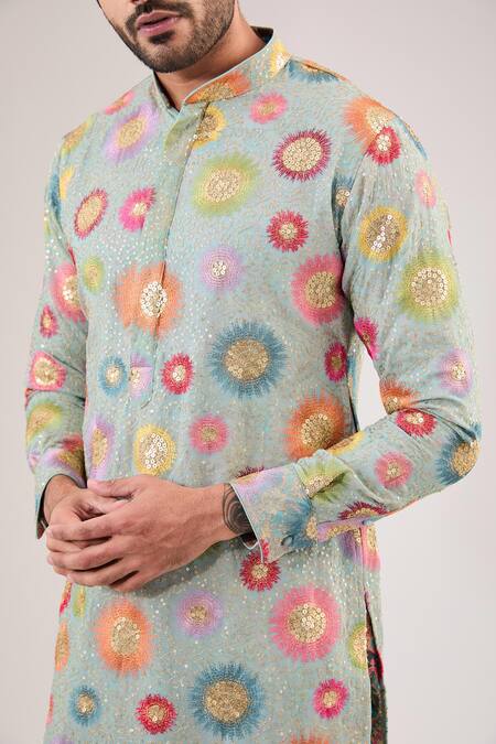 Buy Rabani & Rakha Blue Georgette Sequins, Embroidery Kurta And Pant Set Online at Aza Fashions Buy_Rabani & Rakha_Blue Georgette Sequins, Embroidery Kurta And Pant Set _Online_at_Aza_Fashions