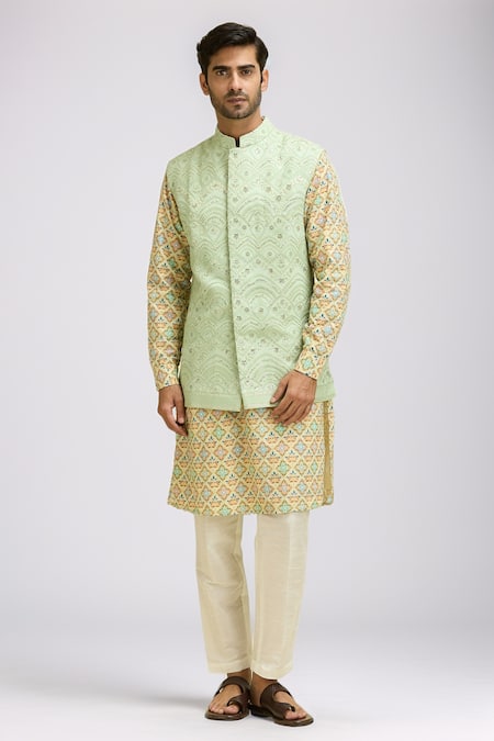 Ankit V Kapoor Turbat Lucknowi Embroidered Nehru Jacket 