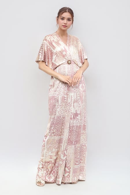 Tarun Tahiliani Geometric Pattern Flared Jumpsuit 