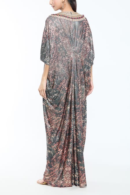 Tarun Tahiliani Printed Draped Kaftan 
