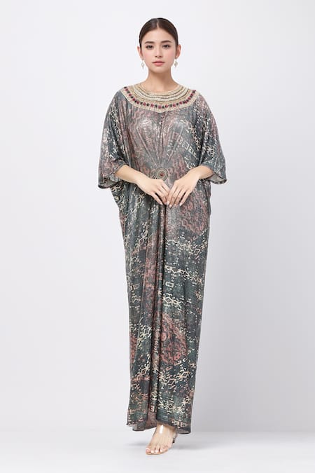 Tarun Tahiliani Printed Draped Kaftan 