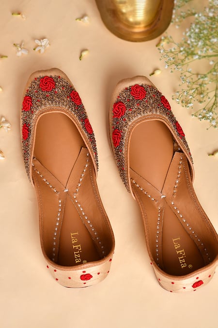 La Fiza Rosie Bead Embellished Juttis 