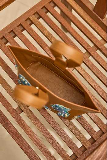 Buy_Sashe House_Brown Pearls, Sequins, Beads, Stones Coastal Ocean Elegance Embroidered Bag_Online_at_Aza_Fashions