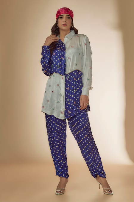 Sheeshakari Mirror Work Panelled Shirt With Pant 