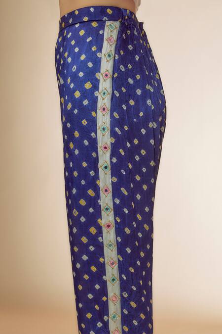 Sheeshakari Blue Silk Beads, Mirrors Collared Work Panelled Shirt With Pant Online at Aza Fashions Sheeshakari_Blue Silk Beads, Mirrors Collared Work Panelled Shirt With Pant _Online_at_Aza_Fashions