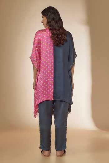 Sheeshakari Bandhani Print Kaftan Top With Pant 