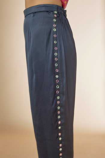 Sheeshakari_Pink Silk Beads, Embroidery V-neck Bandhani Print Kaftan Top With Pant _Online_at_Aza_Fashions