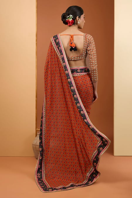 Neha Khullar Floral Print Saree & Embroidered Blouse Set 