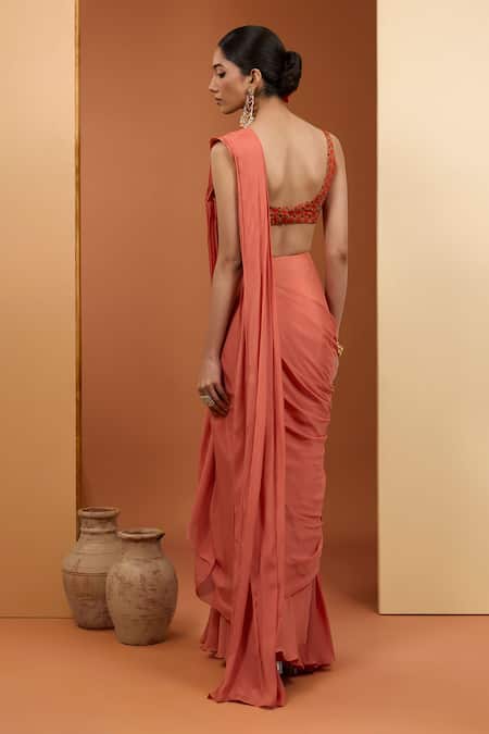 Neha Khullar Asymmetric Panel Pre-Draped Saree With Blouse 