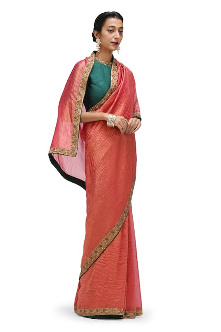 Buy_Mimamsaa_Magenta Crepe, Tissue Sequins, Embroidery Chayana Hem Saree _Online_at_Aza_Fashions