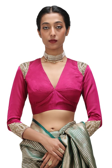 Mimamsaa_Green Satin, Silk Bani Danda Weave Pattern Saree _at_Aza_Fashions