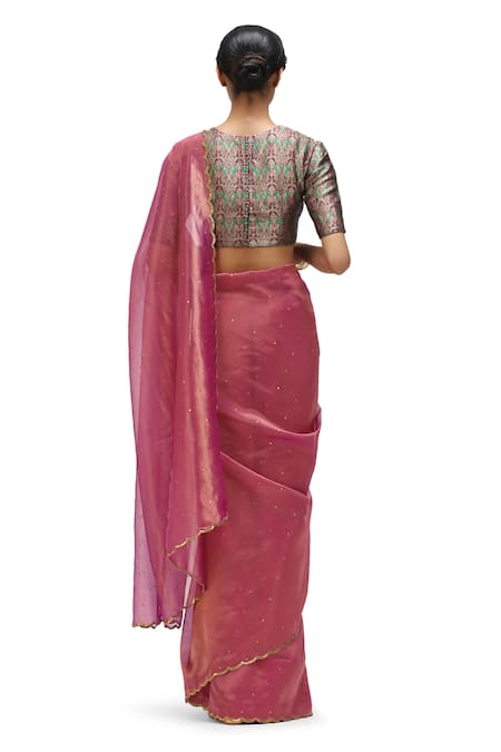 Mimamsaa_Purple Tissue, Silk Sequins Irha Tikki Work Saree _Online_at_Aza_Fashions