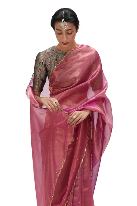 Shop_Mimamsaa_Purple Tissue, Silk Sequins Irha Tikki Work Saree _Online_at_Aza_Fashions