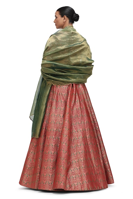 Mimamsaa Watsala Bird Motif Woven Brocade Lehenga Set 