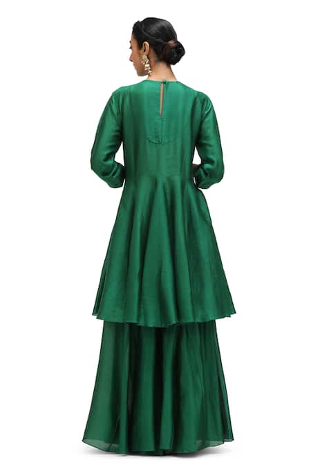 Mimamsaa Seedh Plain Short Anarkali With Flared Pant 