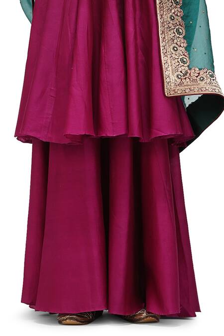 Buy Mimamsaa Wine Cotton Silk Plain Round Sabari Panelled Short Anarkali With Flared Pant Online at Aza Fashions Buy_Mimamsaa_Wine Cotton Silk Plain Round Sabari Panelled Short Anarkali With Flared Pant _Online_at_Aza_Fashions