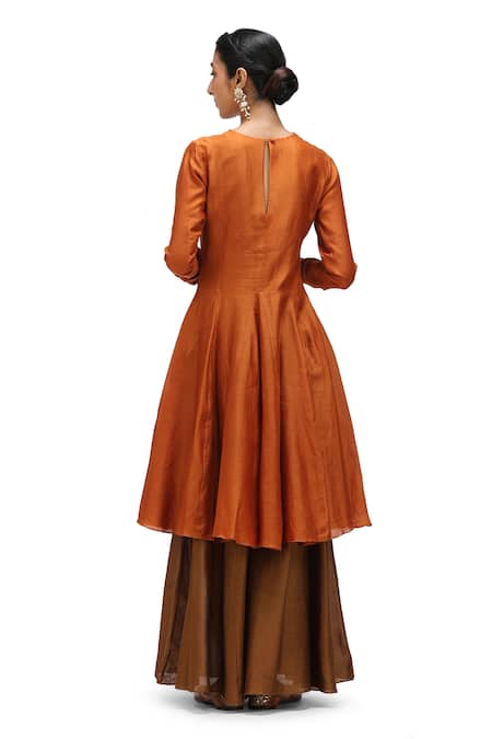 Mimamsaa Deepika Plain Panelled Short Anarkali With Flared Pant 