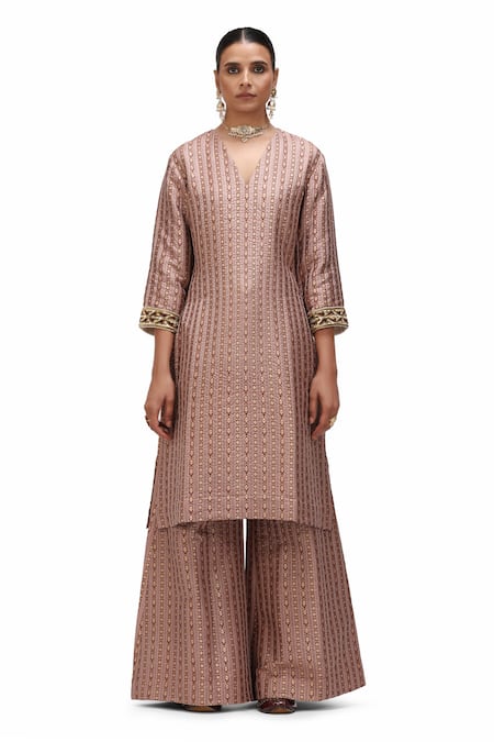 Mimamsaa Sudha Patti Brocade Work Kurta & Flared Pant Set 