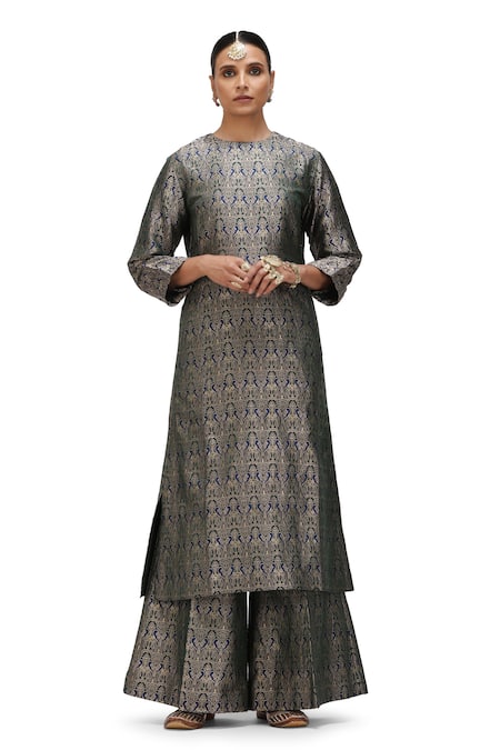 Mimamsaa Kashaf Inverted Bird Motif Kurta & Flared Pant Set 