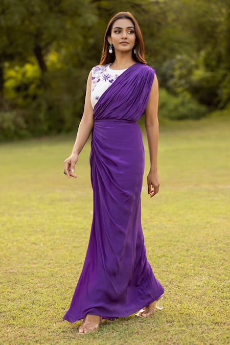 Shop Islie By Priya Jain Cream Embroidery, Sequins Round Neck Floral Dress at Aza Fashions Shop_Islie By Priya Jain_Cream Embroidery, Sequins Round Neck Floral Dress _at_Aza_Fashions