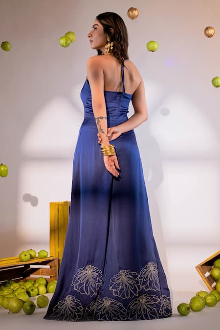 Amrood Bloom Embroidered Halter Neck Jumpsuit 