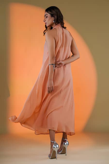 Amrood Wildflora Embroidered Halter Neck Dress With Inner 