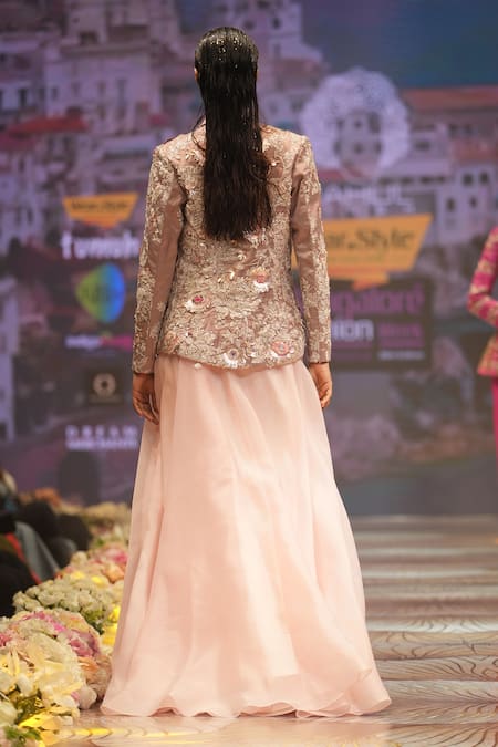 Rahul Singh Floral Hand Embroidered Blazer With Gown 
