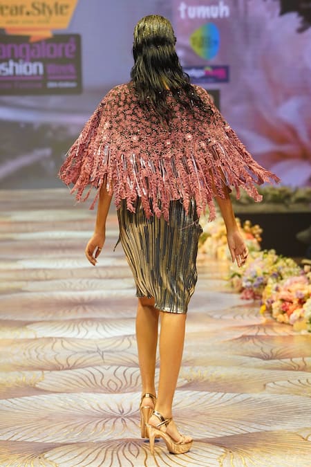 Rahul Singh Floral Hand Embroidered Cape With Skirt Set 