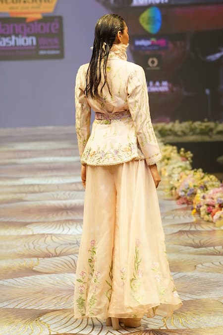 Rahul Singh Floral Stripe Embroidered Jacket & Pant Set 