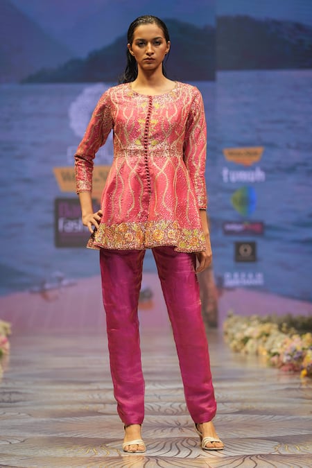 Rahul Singh Sequin Embroidered Peplum Kurta & Pant Set 