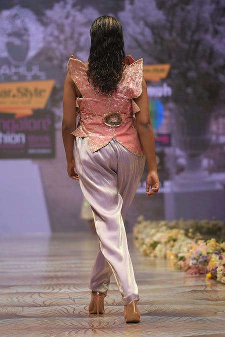 Rahul Singh Floral Applique Embroidered Top & Pant Set 