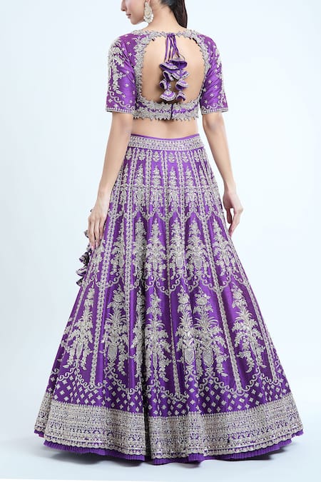 Anushree Reddy Raw Silk Embroidered Lehenga Set 