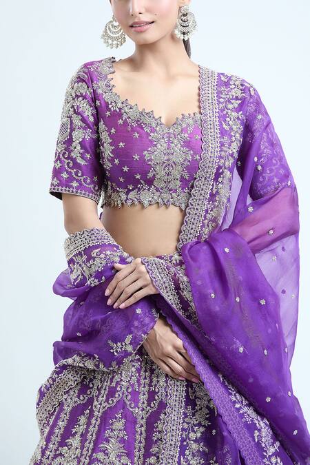 Buy Anushree Reddy Purple Raw Silk Embroidered Floral Cutwork Scoop Lehenga Set Online at Aza Fashions Buy_Anushree Reddy_Purple Raw Silk Embroidered Floral Cutwork Scoop Lehenga Set _Online_at_Aza_Fashions