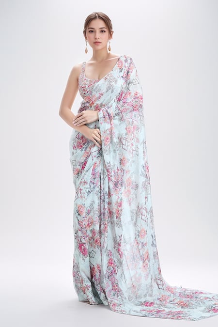 Ridhima Bhasin Floral Print Saree With Embroidered Blouse 