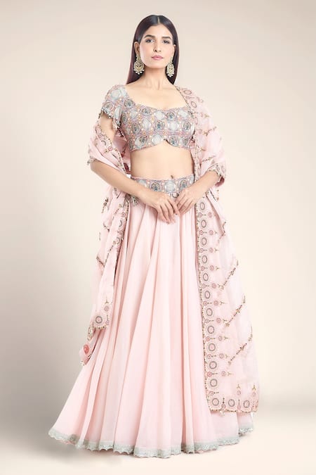 Anamika Khanna Embroidered Blouse Lehenga Set 