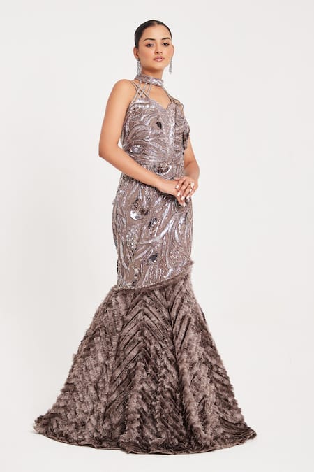 Chaashni By Maansi And Ketan Sequin Embellished Gown 