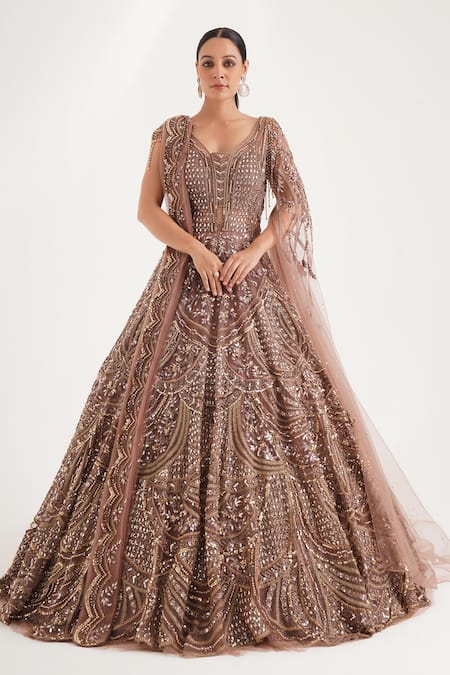 Chaashni by Maansi and Ketan Cutdana & Stone Embellished Flared Gown 