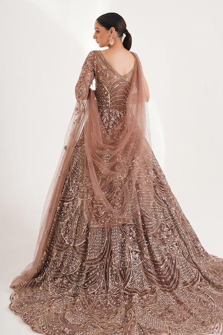 Chaashni By Maansi And Ketan Cutdana & Stone Embellished Flared Gown 