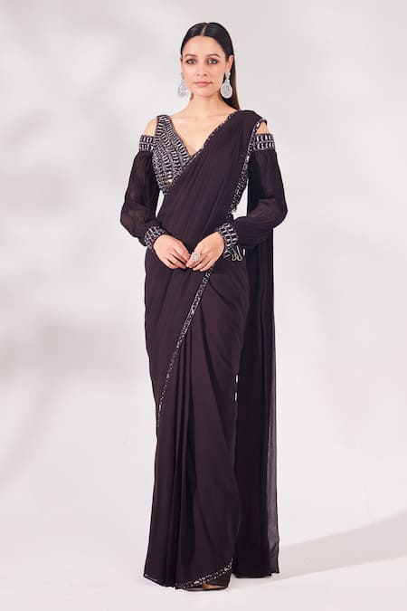 Chaashni by Maansi and Ketan Embellished Border Pre-Draped Saree With Blouse 