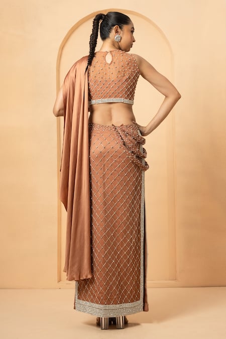 Quench A Thirst Cutdana Embellished Pre-Stitched Saree With Blouse 