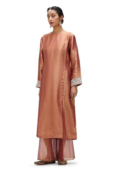 Mimamsaa Usha Pearl Embroidered Sleeve Anarkali With Pant 